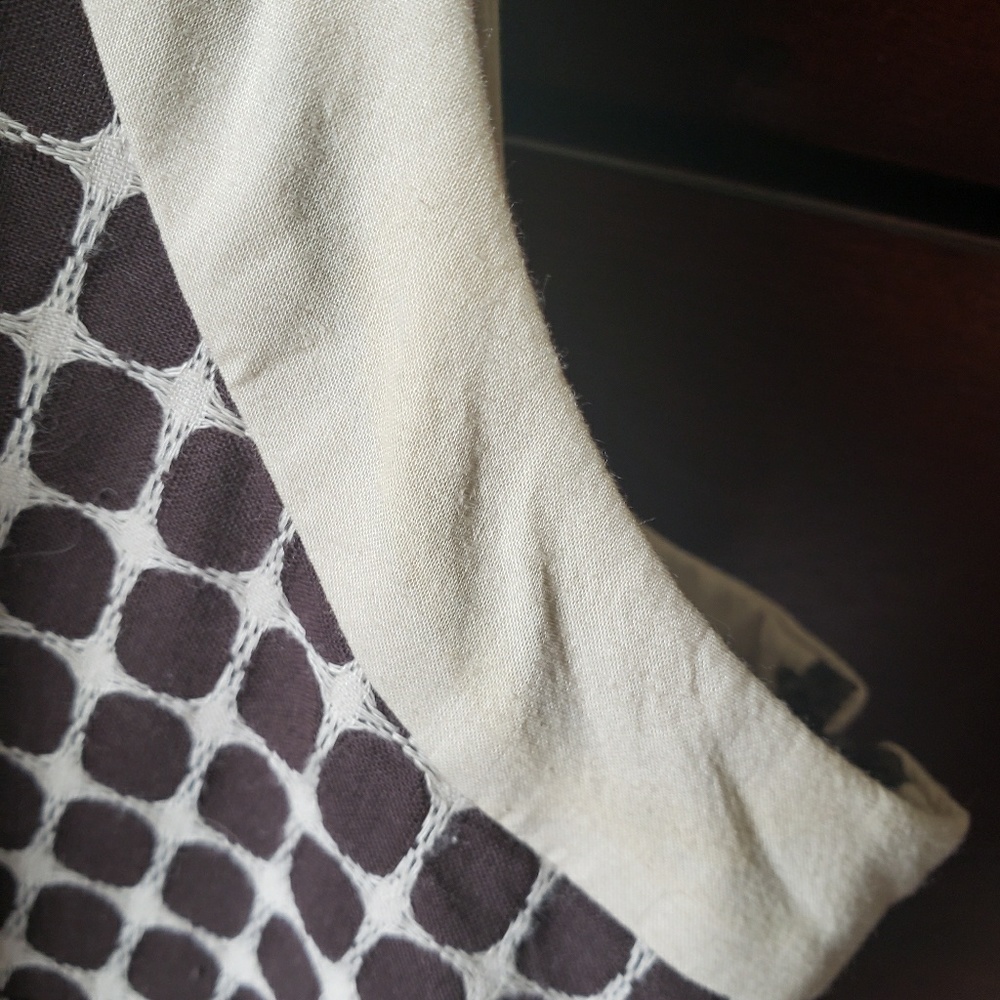 Ann Taylor LOFT V-Neck Strappy Geometric Cream Brown Sleeveless Dress Sz 12 - Picture 8 of 8